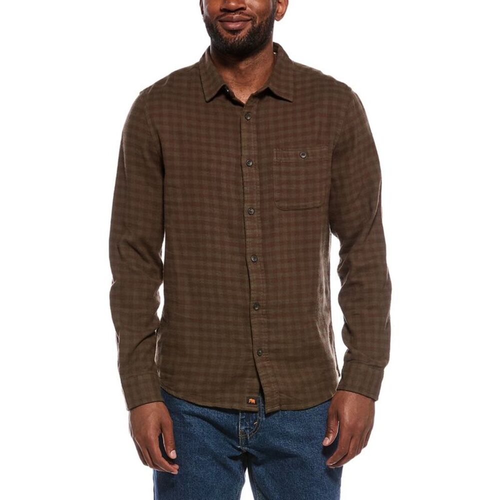 The Normal Brand Mens Hudson Double Brushed Flannel Shirt, Green